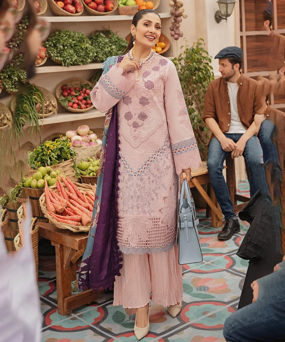 MUSHQ | Dhanak-3PC Embroidered Shirt with Digital Printed Wool Shawl-3245