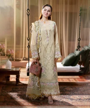 JADE Dhanak-3PC Embroidered Shirt with Digital Printed Wool Shawl-3333