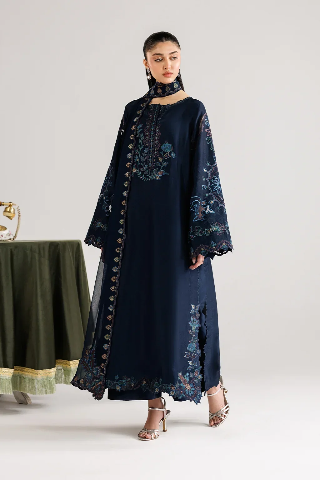 Dhanak-3PC Embroidered Shirt with Dhanak Embroidered Dupatta - 6361 - Image 5