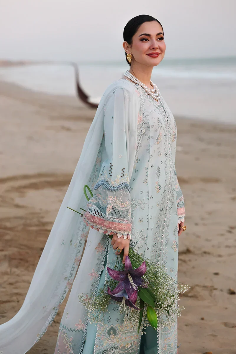 Dhanak-3PC Chikankari Embroidered Shirt with Khadi Net Embroidered Dupatta - 6220 - Image 3