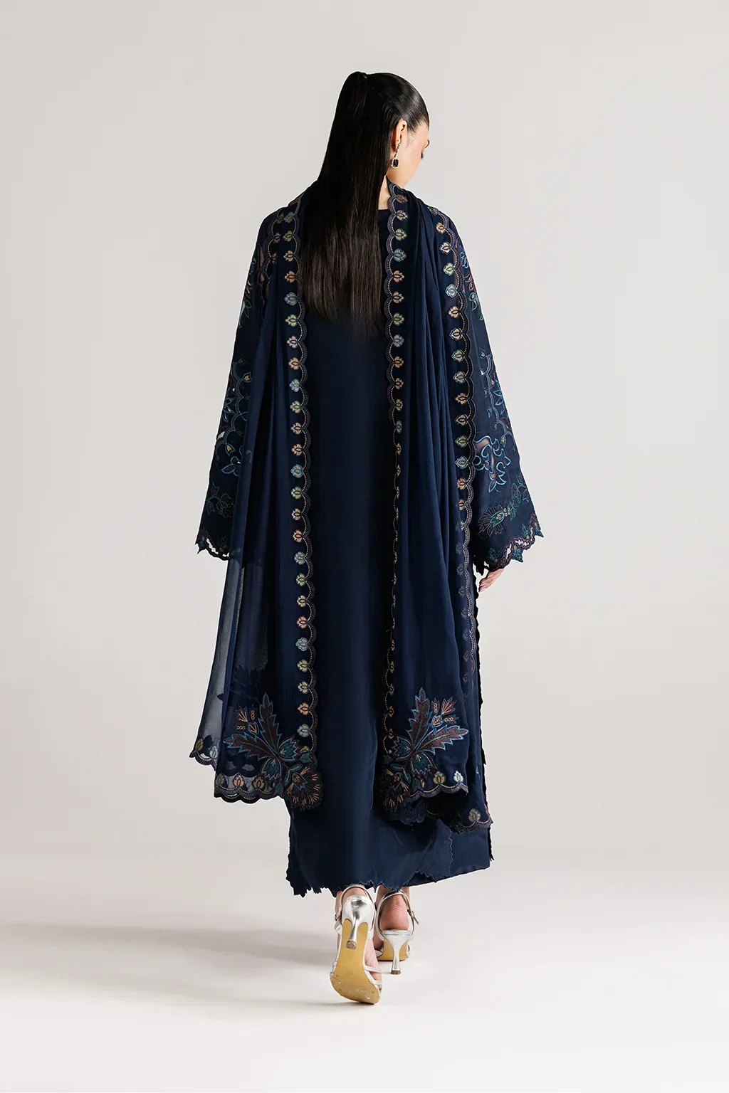 Dhanak-3PC Embroidered Shirt with Dhanak Embroidered Dupatta - 6361 - Image 4