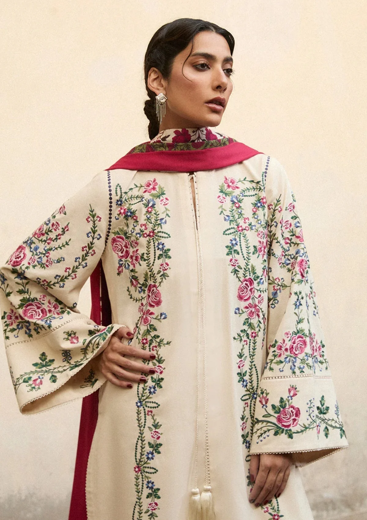Lawn-3PC Embroidered Shirt With Digital Printed Jauqard Dupatta-5097 - Image 3