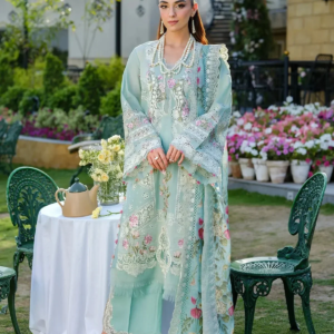 Dhanak-3PC Chikankari Embroidered Shirt with Digital Printed Embroidered Shawl - 6317