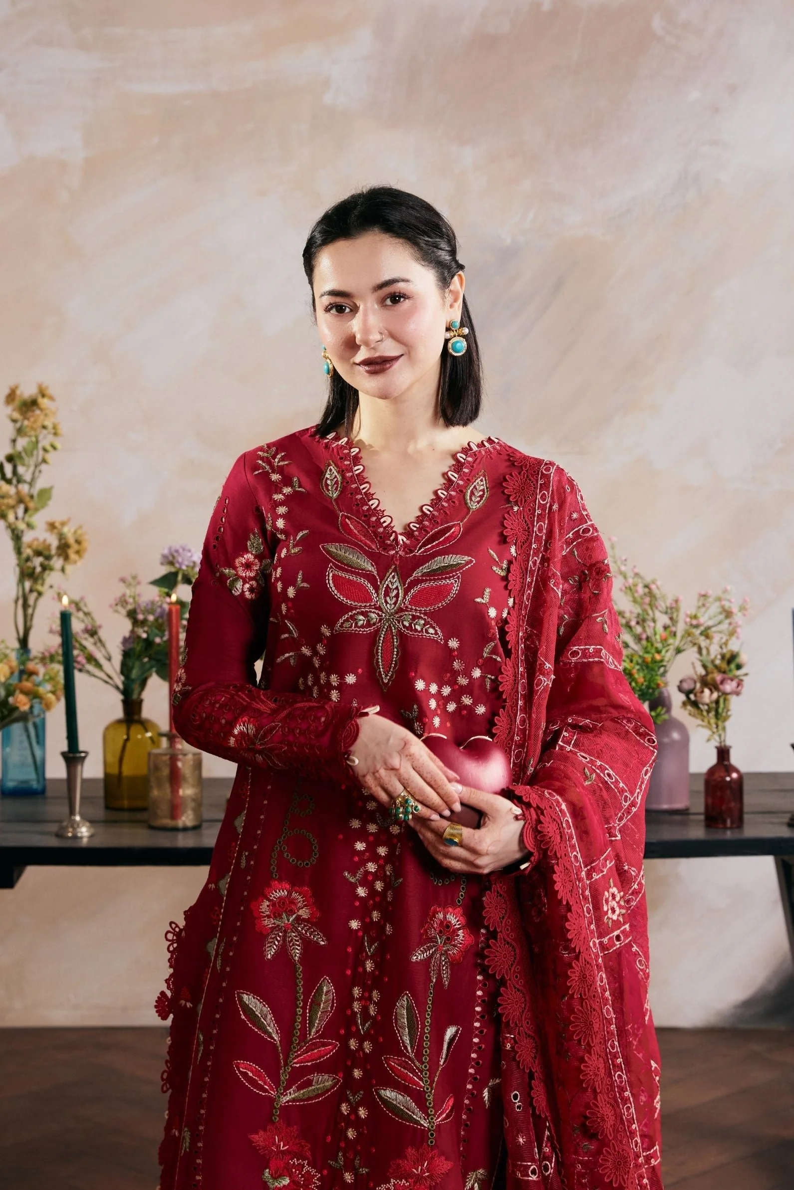 Dhanak-3PC Embroidered Shirt with Digital Printed Wool Shawl - 6408 - Image 5