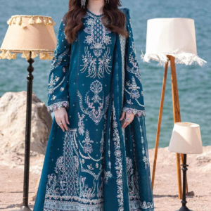Dhanak-3PC Embroidered Shirt with Khadi Net Embroidered Dupatta - 6177