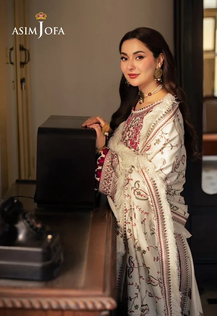 Dhanak-3PC Embroidered Shirt with Digital Printed Shawl - 6051 - Image 4