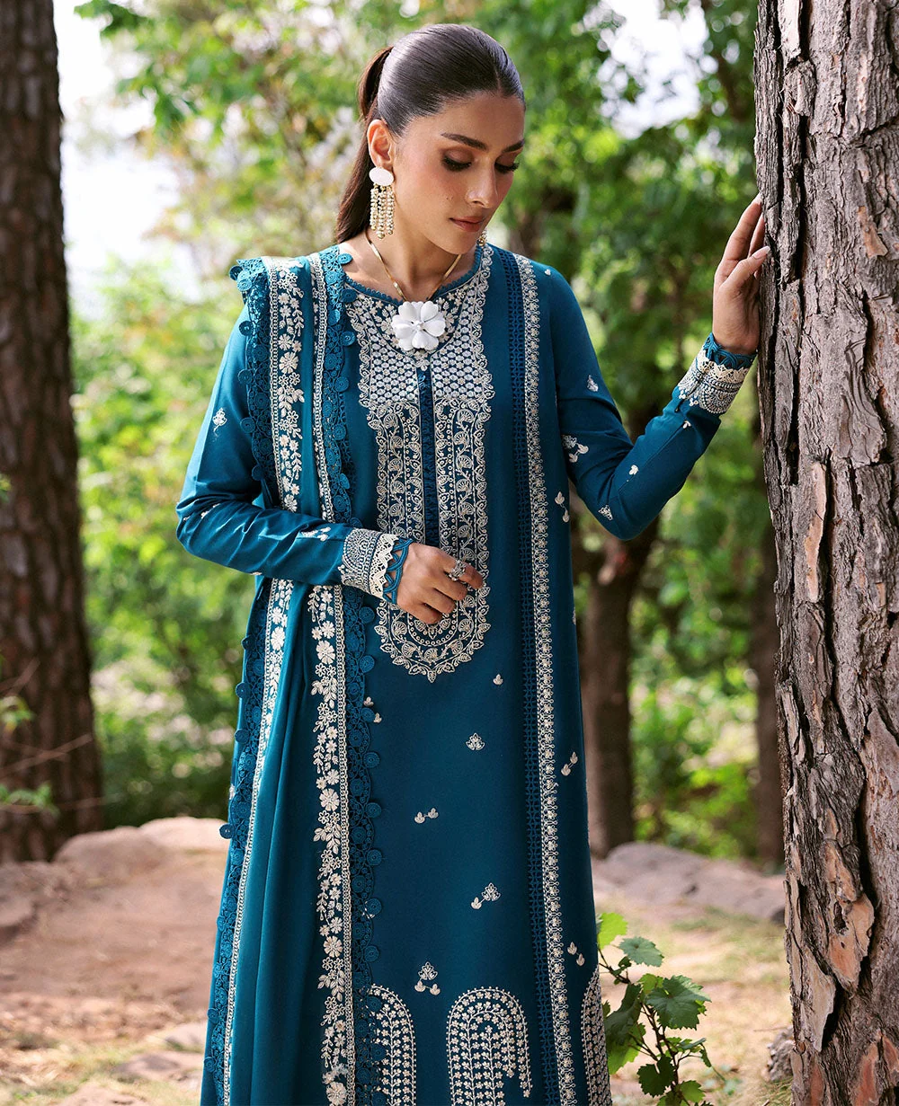 Dhanak 3PC Embroidered Shirt with Dhanak Embroidered Dupatta-3374 - Image 4
