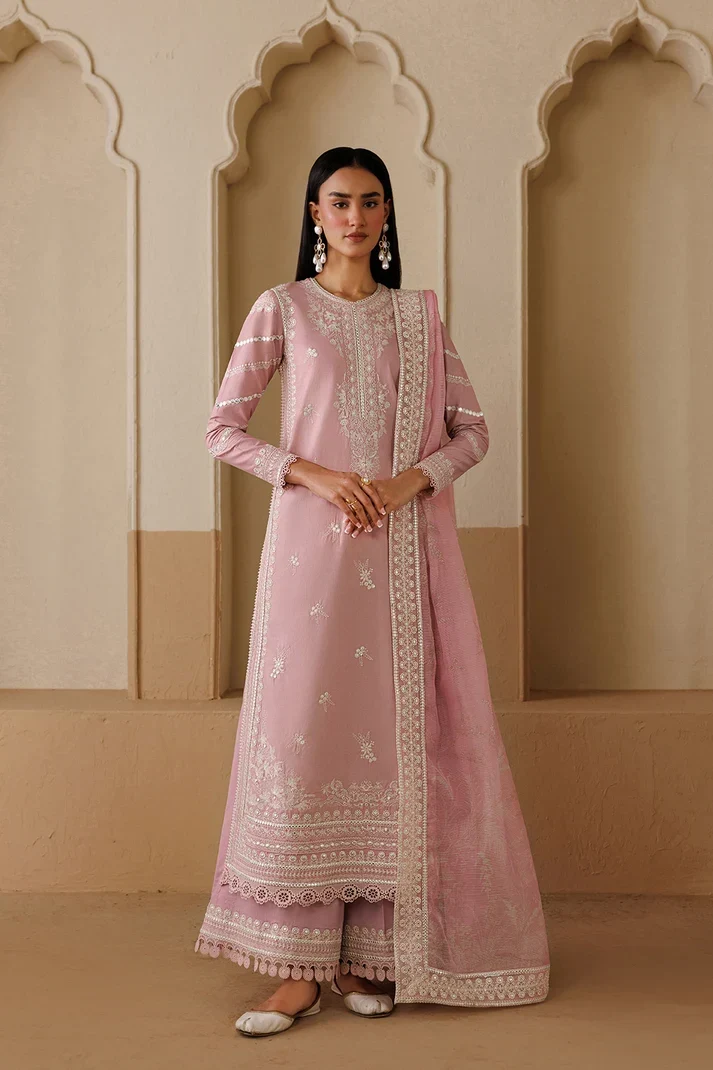 Dhanak-3PC Embroidered Shirt with Chiffon Embroidered Dupatta - 6458 - Image 5