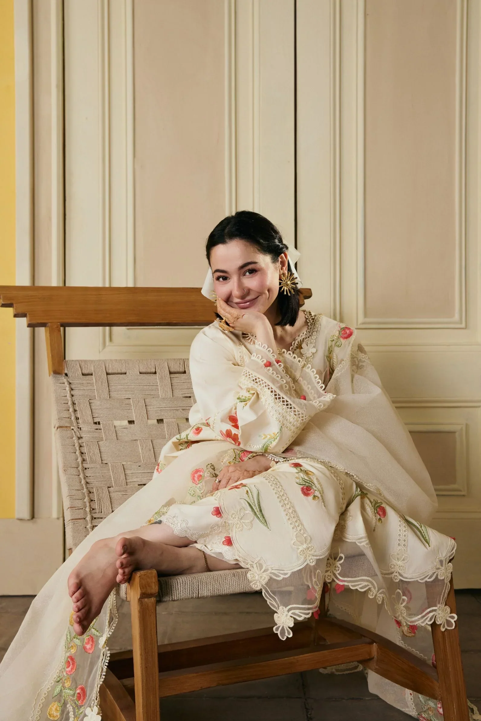 Dhanak-3PC Chikankari Embroidered Shirt with Khadi Net Embroidered Dupatta - 6389 - Image 2