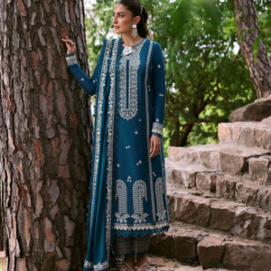 Dhanak 3PC Embroidered Shirt with Dhanak Embroidered Dupatta-3374