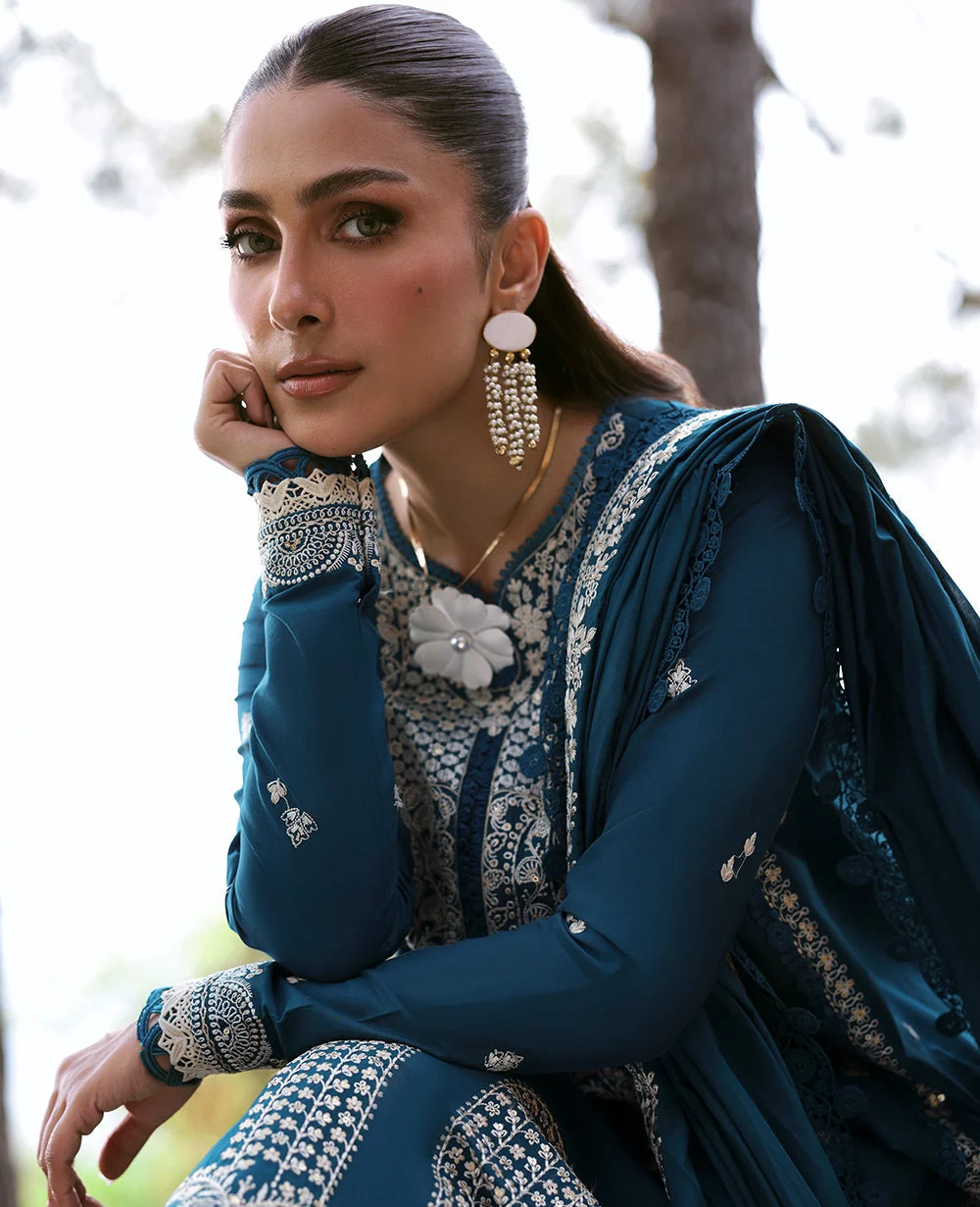 Dhanak 3PC Embroidered Shirt with Dhanak Embroidered Dupatta-3374 - Image 3