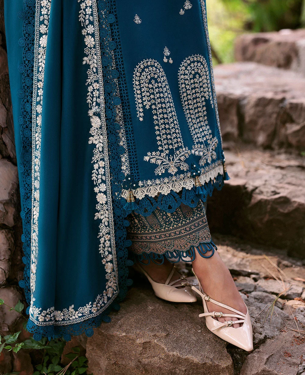 Dhanak 3PC Embroidered Shirt with Dhanak Embroidered Dupatta-3374 - Image 2