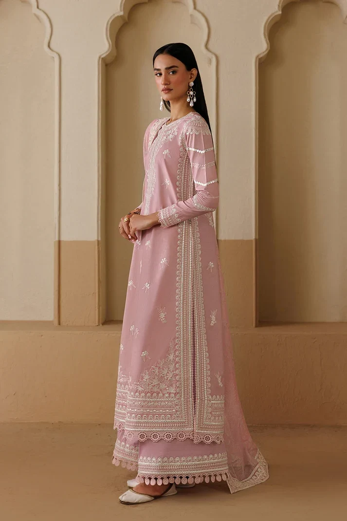 Dhanak-3PC Embroidered Shirt with Chiffon Embroidered Dupatta - 6458 - Image 3