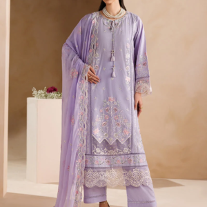 Dhanak-3PC Embroidered Shirt with Chiffon Embroidered Dupatta - 6407