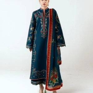 Dhanak-3PC Embroidered Shirt with Digital Printed Shawl- 6395