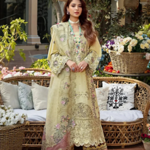 Dhanak-3PC Chikankari Embroidered Shirt with Khadi Net Embroidered Dupatta - 6302