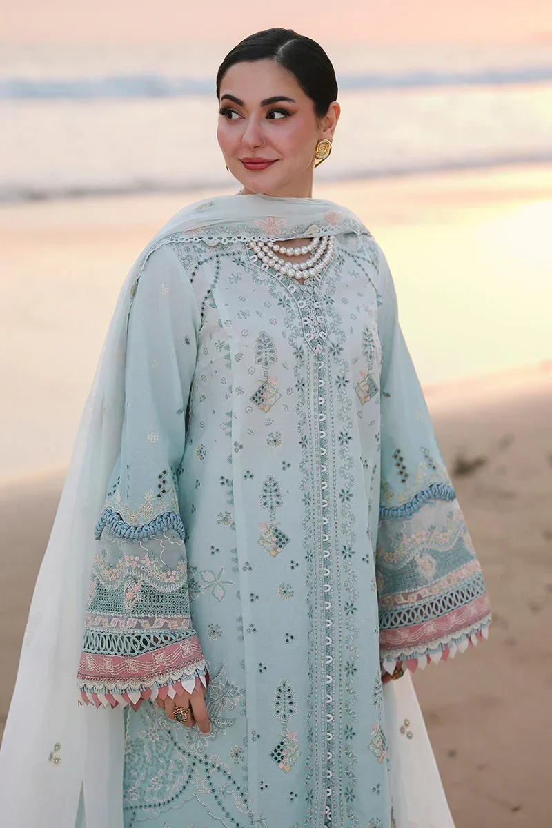 Dhanak-3PC Chikankari Embroidered Shirt with Khadi Net Embroidered Dupatta - 6220 - Image 6