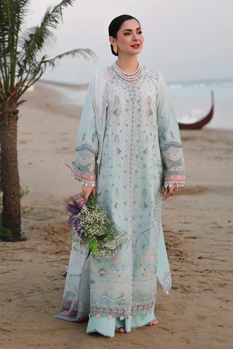 Dhanak-3PC Chikankari Embroidered Shirt with Khadi Net Embroidered Dupatta - 6220 - Image 4